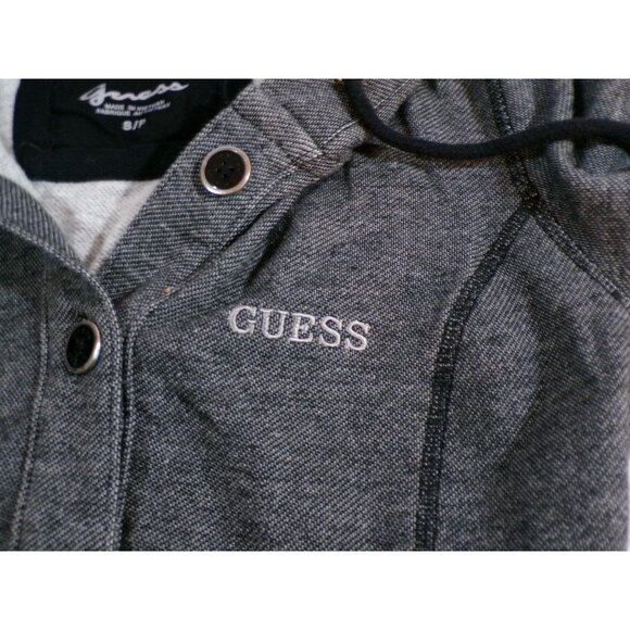 Guess Womens Small Gray Hooded Jacket With Button Details & Pockets coat - Picture 5 of 14
